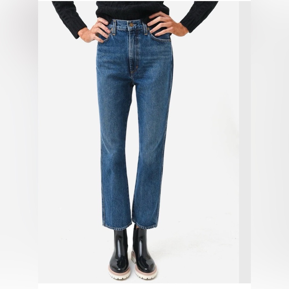 AGOLDE Women’s Pinch Waist High‑Rise Blue Kick Flare Jeans | Sz 27 | 27" Inseam